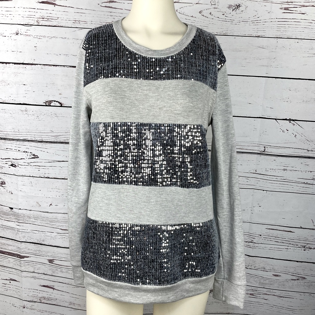 Sequin Stripe Shirt By 12pm By Mon Ami Usa Sz Med